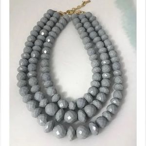 NWT Sugarfix by BaubleBar Three Strand Faceted Gray Bead statement necklace.